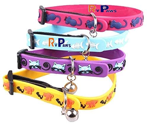 RvPaws Cat Kitten/Ferret/Rabbit Extra Small, SOFE Silicone Pet Whelping Collars with Bell - Non-Toxic, Environment-Friendly - Colorful - 1 Unit