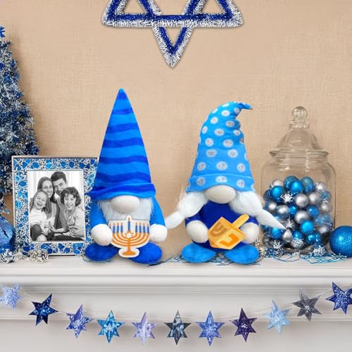 TURNMEON-2-Pcs-Hanukkah-Gnome-Decorations-Plush-Chanukah-Gnomes-Hold-Menorah-Dreidel-Swedish-Tomte-Nisse-Doll-Table-Ornaments-Gift-Decor-for-Home-Indoor-Coffee-Party-Supplies TURNMEON 2 Pcs Hanukkah Gnome Decorations Plush Chanukah Gnomes Hold Menorah Dreidel Swedish Tomte Nisse Doll Table Ornaments Gift Decor for Home Indoor Coffee Party Supplies