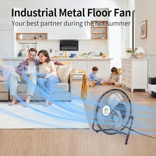 Yrwto 9 Inch Floor Fan, 3 Speed Stainless Steel Industrial Fan, High Velocity Floor Fan With 180° Adjustable Tilt thumb #3