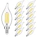 E12 LED Candelabra Bulbs 60W Equivalent Dimmable, LED Chandelier Light Bulbs 6W, 4000K Daylight White 600LM CA11 Flame Tip Vintage LED Filament Candle Bulb with Decorative Candelabra Base, 12-Pack