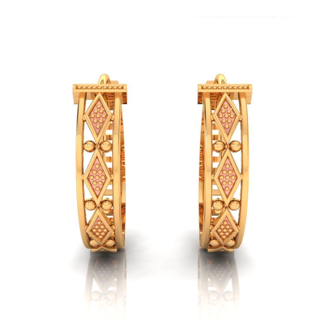 p.c. chandra jewellers 22KT (916) Yellow Gold Huggie Earrings Made In Unique Featuring A Succession Of Diamond Shapes For Women & Girls - 2.25 Grams-picture-21