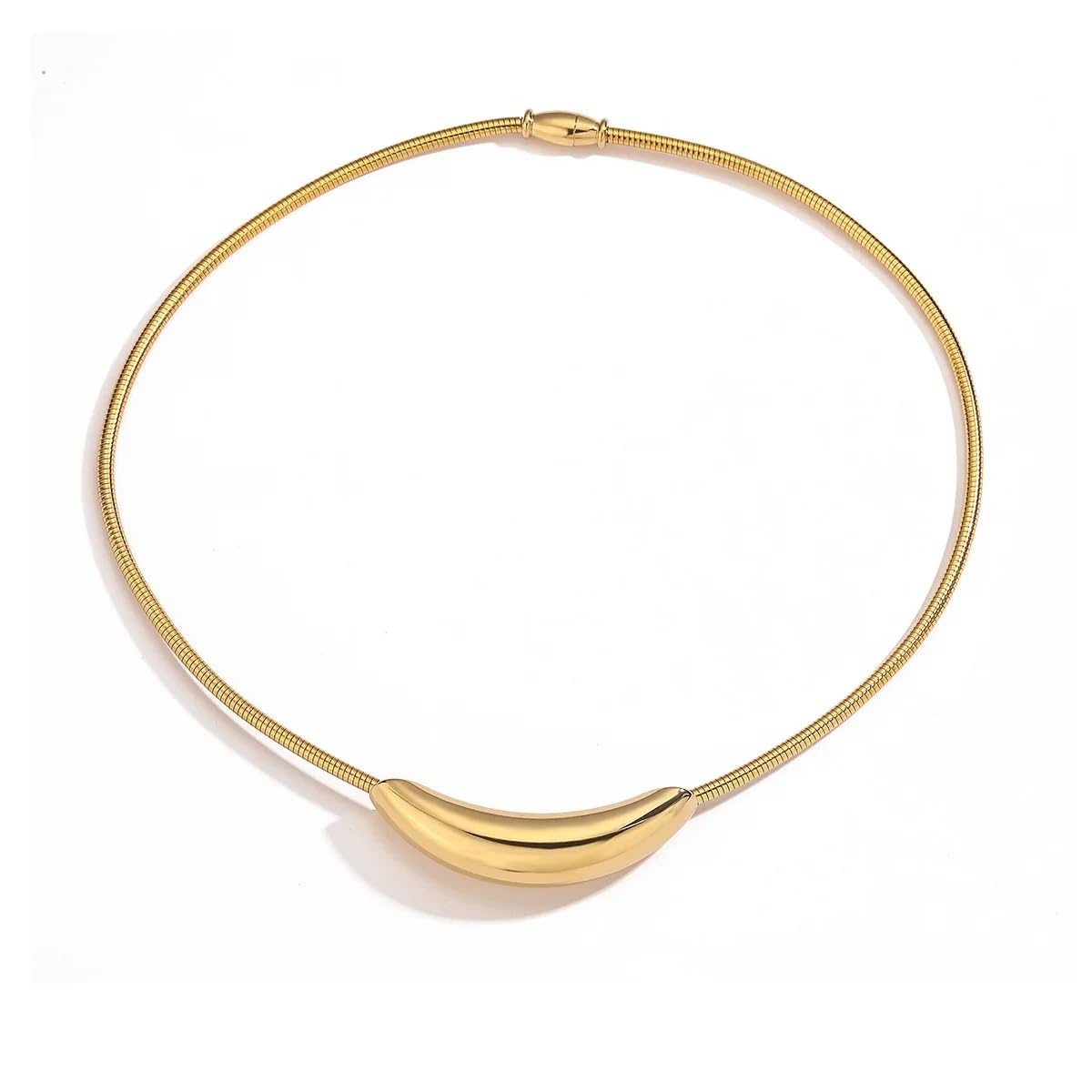 El Regalo 1PC Elegant Stainless Steel Herringbone Choker Necklace with Magnet Lock - Contemporary Indo-Western Geometric Hansli Choker (Gold) (B0D2RR8Z4Q) Amazon Price History, Amazon Price Tracker