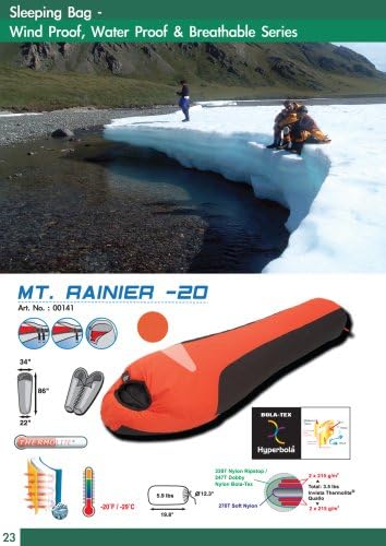 Mummy Sleeping Bag: High Peak Mt. Rainier WATERPROOF ~ MINUS 20 Degree F. -20 Degree F.