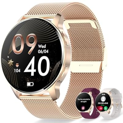 Erkwei - Reloj Inteligente Mujer con Llamada y Asistente Voz con Monitoreo de Pulsómetro Sueño Oxímetro Pulsera Actividad Podómetro Caloría 20 Modos Deporte para Android iOS