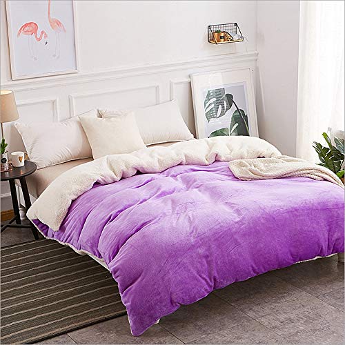 Housse de couette double face peluche douce lit hiver AB08