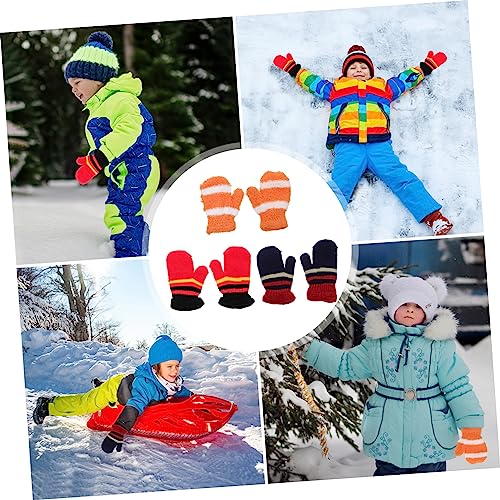 FRCOLOR 3Pairs Full Finger Knitting Gloves of Winter Gloves for Ages Warm and Comfortable Design for Cute Spliced Colors3