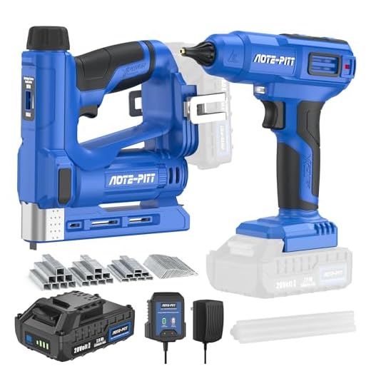 20V Electric Stapler 2 in 1 Brad Nailer, 2.0Ah Cordless Staple Gun with Staples and Nails, Full Size Cordless Hot Glue Gun Kit with LED Light and Glue Sticks, AOTE-PITT Power Tool Combo Kit (2-Tool)