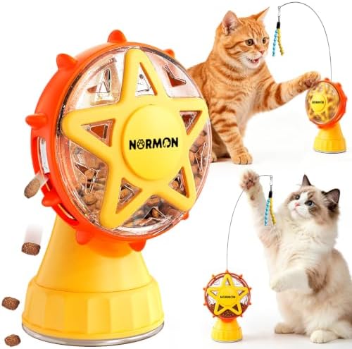 NORMON Cat Treat Dispenser, Ferris Wheel Puzzle Feeder Toy with T...