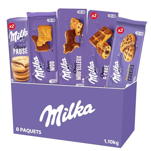Milka - La Moyenne Boîte Milka - Lot de Gâteaux et Biscuits : Milka Choco Moo'elleux (x1),...