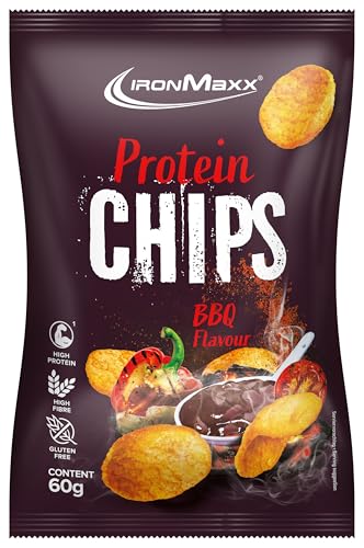 IronMaxx Patatas fritas ricas en proteínas - Barbecue 60 g | Bajo en azúcar y sin gluten | Alto contenido en proteínas y a base de patata