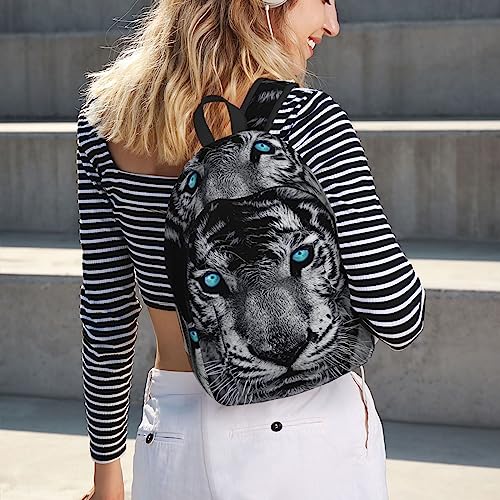 Sac à dos voyage ordinateur blanc tigré avec compartiment école - 7