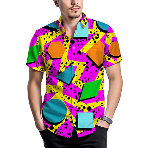 Amazon.com: Retro 80s 90s Geometric Men's Shirts Retro