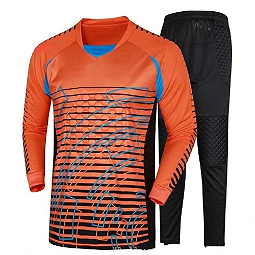 AXTMR Maillot de Gardien de But de Football pour Hommes, Chemise d'entraînement de Gardien But pour Adultes, Chemise à Manches Longues et Uniforme Football Short/Pantalon, L-3XL en Option,Orange2,3XL Cover