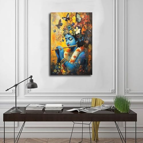 Poster Krishna flûte tableau apaisant pour une décoration intérieure zen - 3