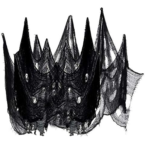 Halloween Creepy Cloth, Spooky Giant (40 x236 in.) Cheese Cloth Tapestry for Halloween Party Supplies Decorations Outdoor Yard Home Wall Decor, Black Cover