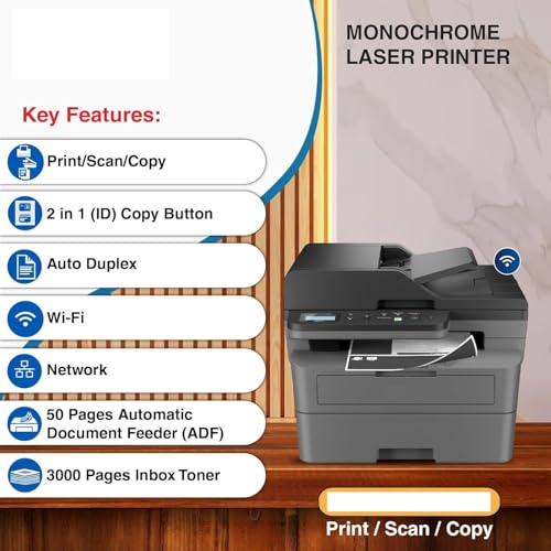 Image of B Printer DCP-B7640DWB (New Launch) Auto Duplex Multi-Function WiFi Monochrome Laser Printer,30 PPM,Multifunction Print Scan Copy,LCD (Toner Cartridge)