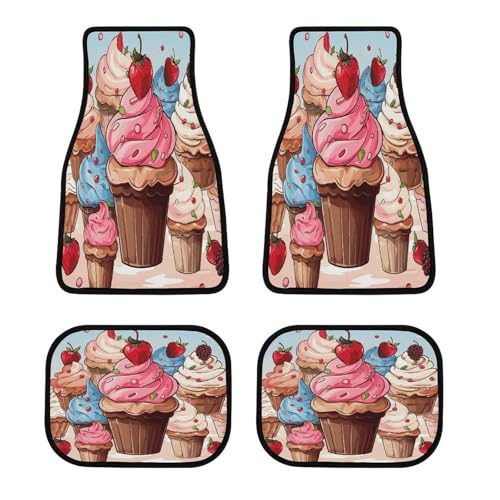 Tapis de sol de voiture antidérapants et lavables motif cupcakes