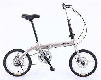 Amecke Folding Bicycle, 16 Inch Bicycle, Compact, Storage, Lightweight, Disc Brake, Height Adjustable, for Adults and Children, For Cars, Street Riding, Commuting to Work, School, Folding Bicycle,