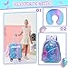 Inprof Cute Mermaid Kid’s Luggage Set 5 Piece Suitcase Set 16’’ Hardside Luggage with Spinner Wheels Girls Travel Rolling Luggage Carry on Luggage Airline Approved