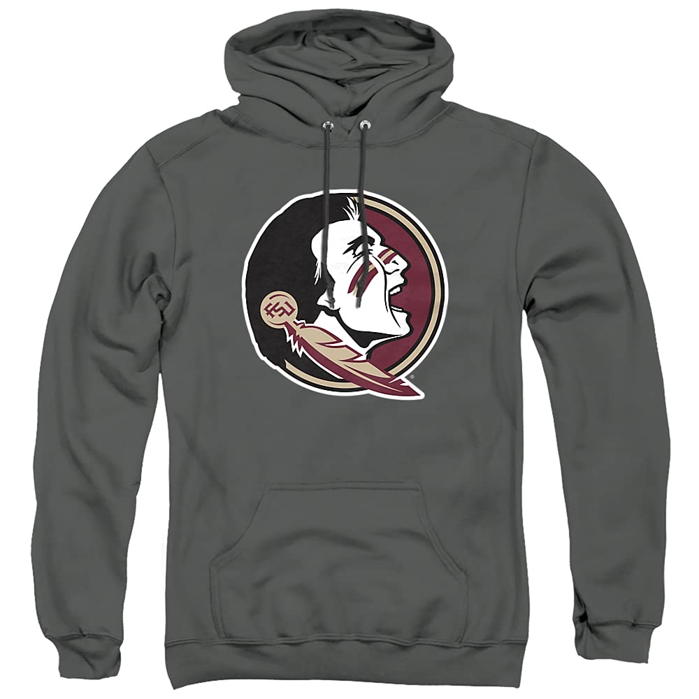 Florida State University FSU Seminoles Official Distressed Primary Unisex Adult Pull-Over Hoodie,Charcoal, Medium
