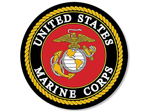 Round Official Marine Corps Seal Sticker (Logo Vet Retired Served Vinyl Decal for car Truck or Laptop (3 inch) USMC Licensed