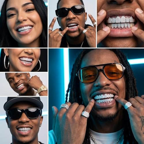 SANNIDHI Teeth Grillz Iced Out Silver Copper Set - Image 7