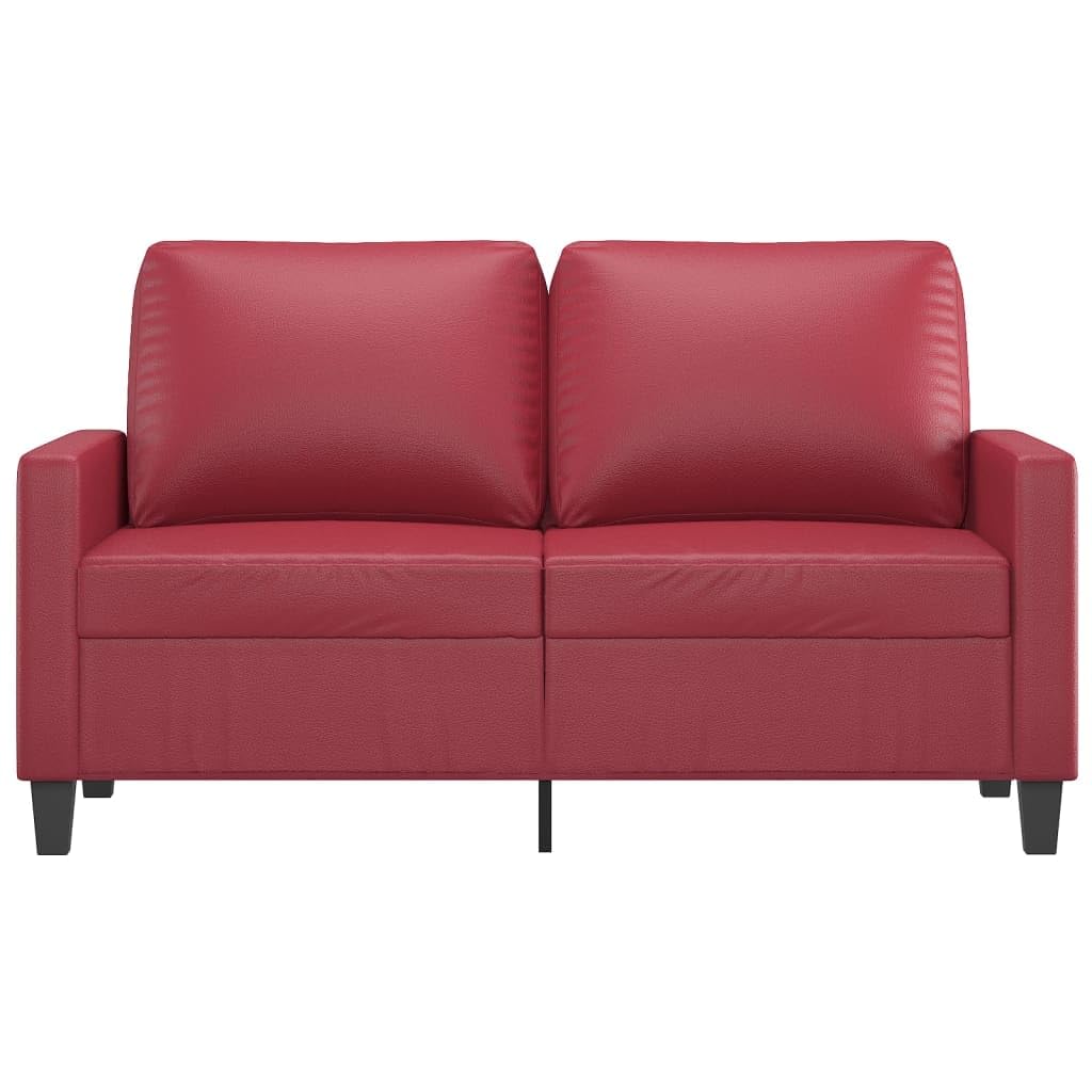 vidaXL Sofá de 2 plazas de Cuero sintético Rojo Vino 120 cm