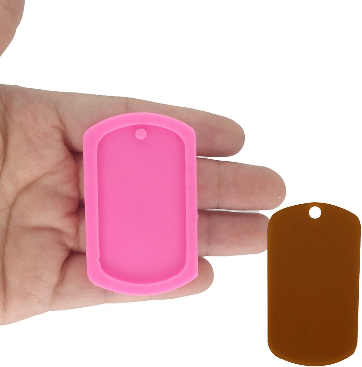 Seedomes 1PC Dog Tag Shape Pendant Keychains Silicone Mold for DIY Chocolate Crystal Fondant Handmade Ice Cream Jelly Shots Gum Paste Desserts Soap Mould Candy Pudding Cupcake Cake Topper Decoration