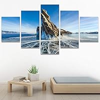 SIGNWIN 5 Panel Canvas Wall Art Modern Art Aerial Contemporary Cool Dramatic Multicolor Nature Photography Snow for Home Decorations Ready to Hang - 60