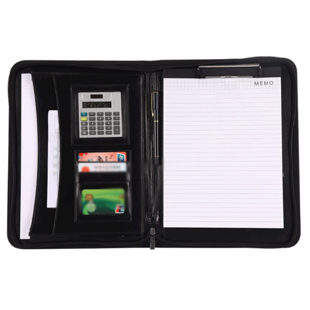 Dossier multi-fonctions noir avec calculatrice et sac zipper portable