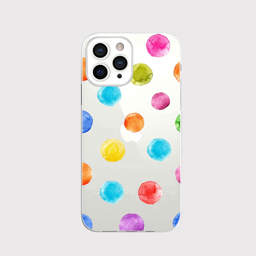 Blingy's iPhone 14 Pro Case, Women Girls Fun Polka Dot Colorful Sweet Candy Cartoon Design Transparent Soft TPU Protective Clear Case Compatible for iPhone 14 Pro 6.1 inch (Gumdrops)