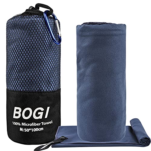 Bogi Microfiber Travel Sports Towel-Quick Dry Towel, Soft Lightweight Microfiber Camping Towel Absorbent Compact Travel Towel For Camping Gym Beach Bath Yoga Swimming Backpacking (M:40''X20''-Nblue) #TOP1