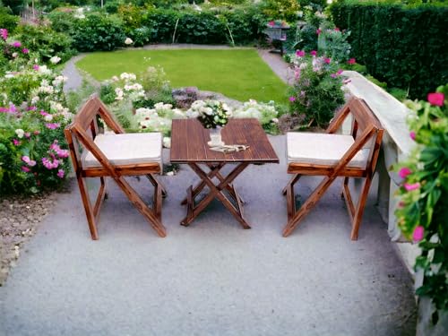 Home furniture Sheesham Wooden Patio Dining Set Foldable Chairs a...