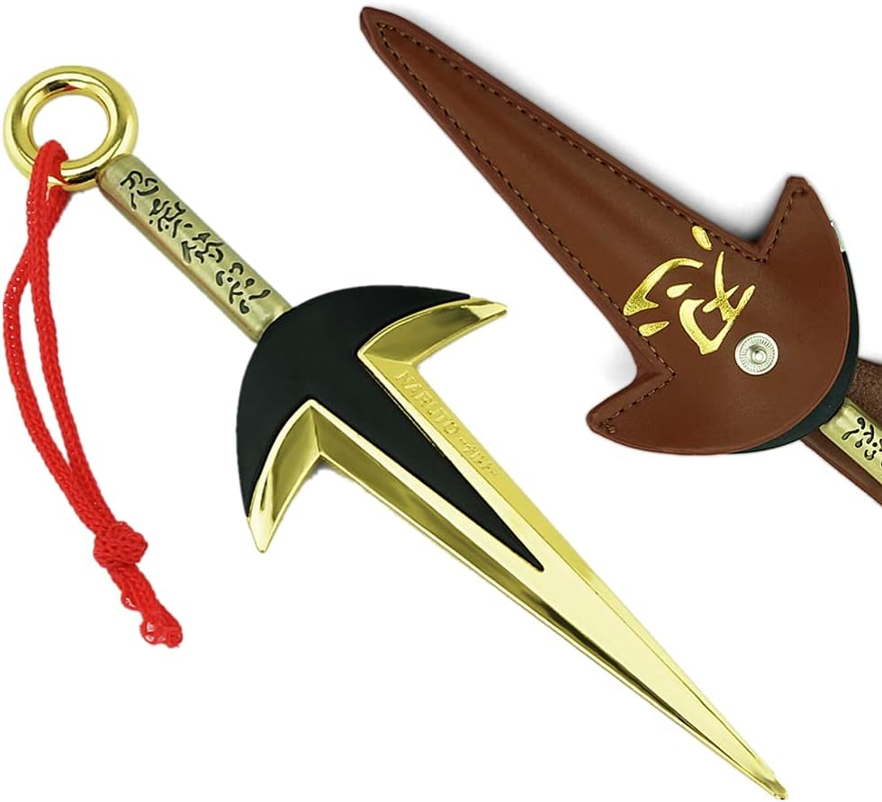 DBKJ 7.09inch Anime Kakashi Namikaze Minato Kunai Cosplay Sword Action Figure Weapon Sword Collection Gift Simulation Ninja Kunai Kids Toys(Gold)