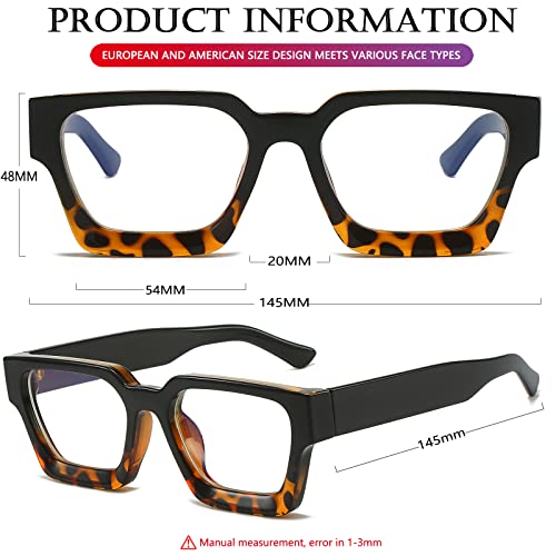 Image of AIEYEZO Square Thick Frame Glasses for Women Men Fashion Blue Light Glasses Trendy Chic Computer Eyeglasses