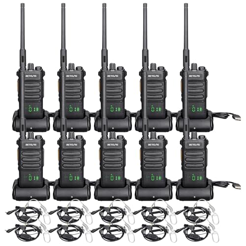 Image of Retevis RT86 2 Way Radio Long Range,Professional Radio Walkie Talkies with Earpiece,Commercial Work Radio Bulk,Rechargeable 2600mAh,Heavy Duty Two Way Radio for Industry Warehouse(10 Pack)