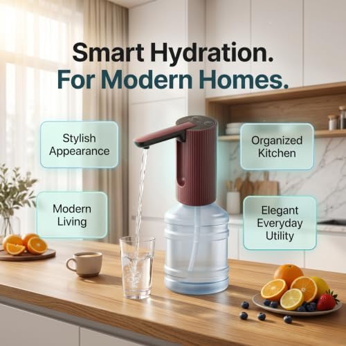 Image of Rechargeable Automatic Water Dispenser Pump for 20 Litre can Bottle with 3 Timer Modes, Type-c Charging, Folding Hose and BPA Free Electric Water Pump for Home & Office