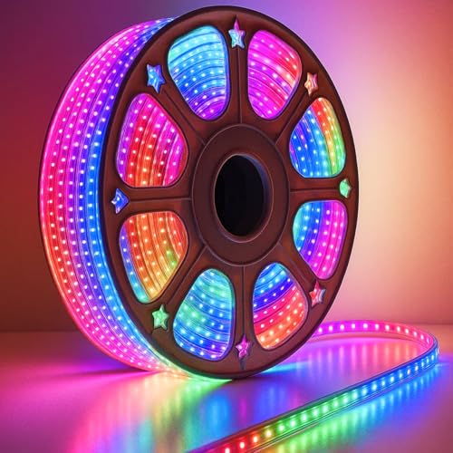 Image of MPROW 5Meter LED Rope Light | 48 LEDs /Meter Waterproof Strip Light | Cove Light for False Ceiling, Diwali, Balcony & Indoor Decoration (Multicolor)