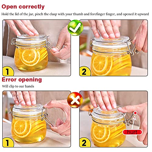 Folinstall 12 Pcs 8 oz Glass Jars with Airtight Lids, Small Mason Jars with Hinged Lids for Pantry, Kitchen Storage Jars. Extra 3 Replacement Silicone Gaskets, Chalkboard Labels and Tag Strings Included - Thumbnail 6