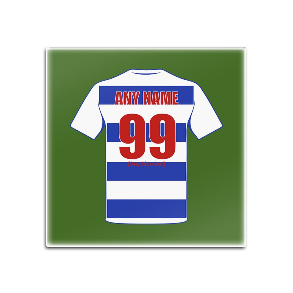 UNIGIFT Personalised Gift - Set of 4 x Queen Park Rangers Glass Square Coasters (Football Club Design Theme, Colour Options) - Any Name/Message on Your Unique Mat Pad - QPR The Hoops Rs Queen
