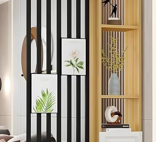 Image of MKH KRAFTS Hand Carved Wooden Room Divider & Partition Panel Decorative Room Separator Open Divider for Living Room Kitchen Office (Iron-RODES) (72 X 48 Inch (7 Rodes)