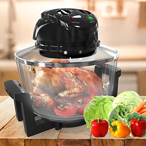 Nutrichef Convection Countertop Toaster Oven - Healthy Kitchen Glass Air Fryer Roaster Oven, Bake, Grill, Steam Broil, & Roast - Includes Glass Bowl, Broil Rack, & Toasting Rack - 18 Quart Capacity #TOP4