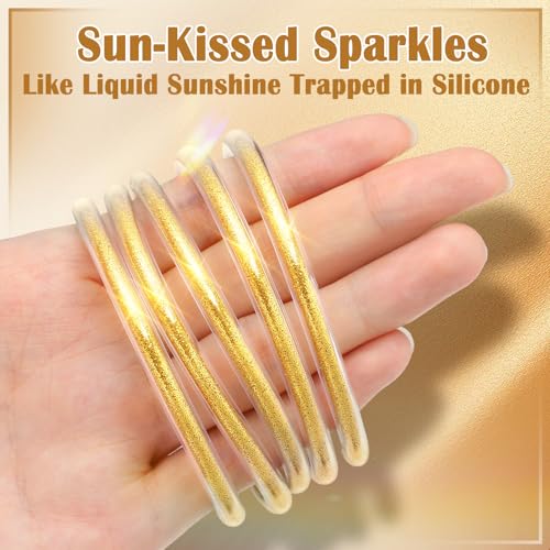 Alphatool Glitter Jelly Bangles Bracelets for Women - Soft Silicone Glitter Filled Bracelet, Bowknot Sparkling Fashion Bangles for Ladies, Girls2