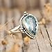 Aquamarine 925 Sterling Silver Ring for Women - Boho Natural Genuine Blue Stone Statement Handmade Ring (Size 8)