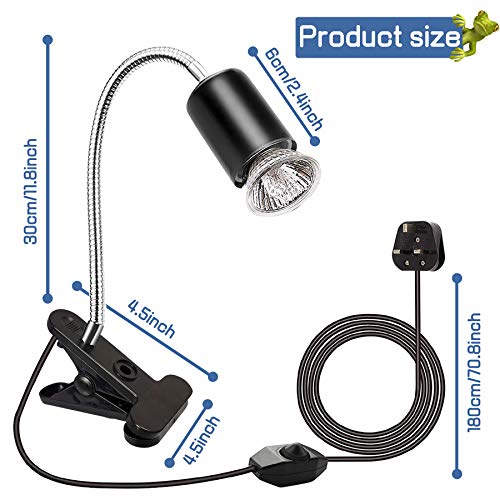 Tortoise Heat Lamp Basking Lamp, E27 UVA/UVB Reptile Lamp Basking Light with Holder, Heat Spotlight Reptile Light Aquarium Heating Light for Reptiles Amphibians Lizards Turtle Snakes 50W + 50W - Image 8