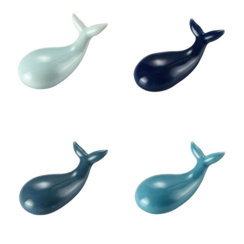 MRKU Repose-Baguettes, Support pour Baguettes de Restaurant, 2 pièces, cuillère en céramique Baleine, Dauphin Mignon, Fourchette Poisson à Grosse tête, Coussin en Porcelaine, Animaux Marins