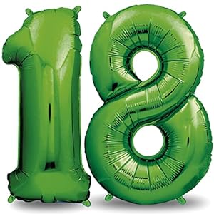 Deko 18 Geburtstag Junge – Grün 101CM – Ballon Zahl Luftballon 18. Geburtstag – Zahlen Luftballon Geburtstagsdeko 18…