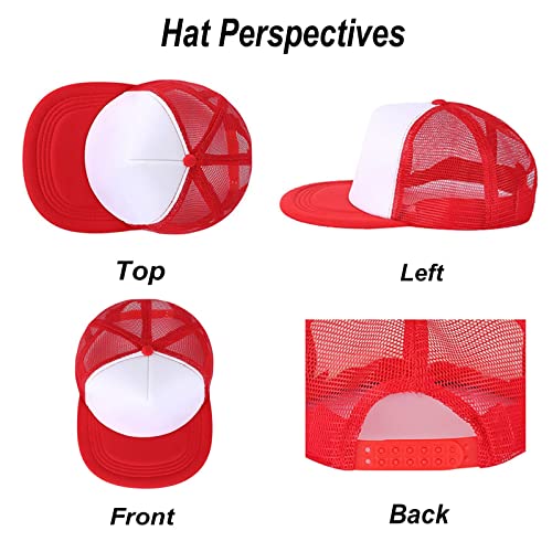 Funkeet 7 Pack Snapback Hat Blank Sublimation Flat Bill Trucker Hat Hip-Hop Mesh Back Baseball Cap For Men Women (7Pcs-Black 03) #TOP2