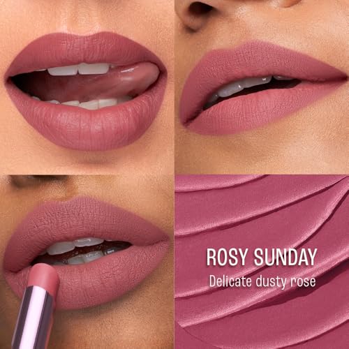 Image of Lakme 9to5 Lip Tattoo Matte Slim Stick, Rosy Sunday, 2g, for Intense Color and Full Coverage, with Bakuchiol and Vitamin E, Smudgeproof and Waterproof, Long-Lasting Lipstick for Women