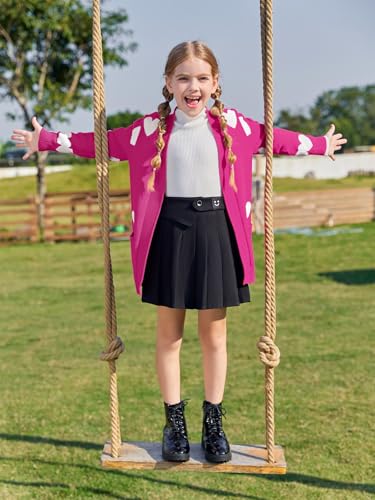 Image of Girls Cardigan Kids Open Front Oversized Sweater with Pockets | Casual Cardigans, Soft Knit, Long Sleeve, Uniform Cardigan for Girls, 7-14 Years